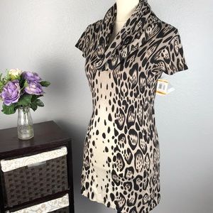 INC NWT Leopard Cowl Knit Tunic